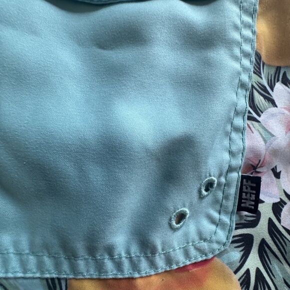 Neff Board Shorts Swim Trunks Mens Small Surf Aqua Drawstring Yellow Ducky - Picture 5 of 8